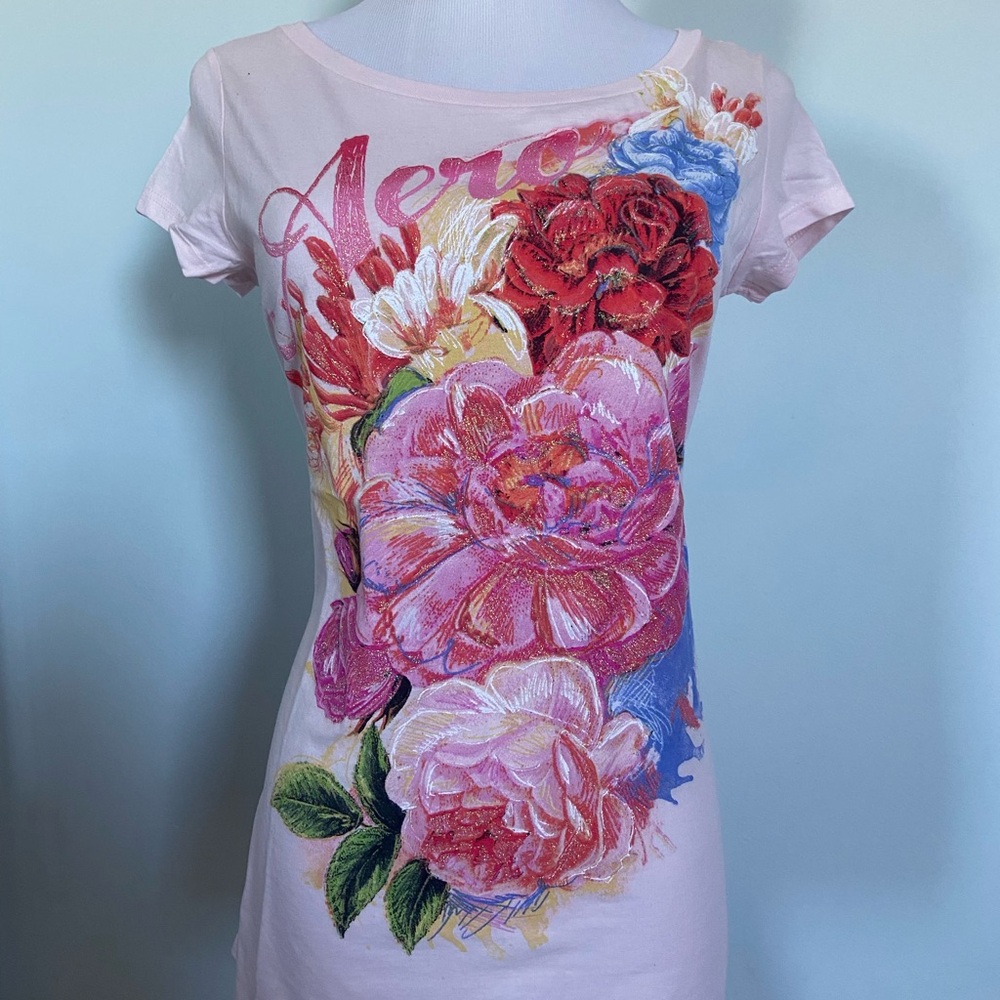 Aeropostale Pink Floral Shirt